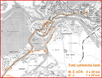 Mapa - Tratě cyklistické části - dorost, junioři