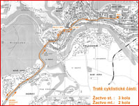 Mapa - Tratě cyklistické části - žactvo